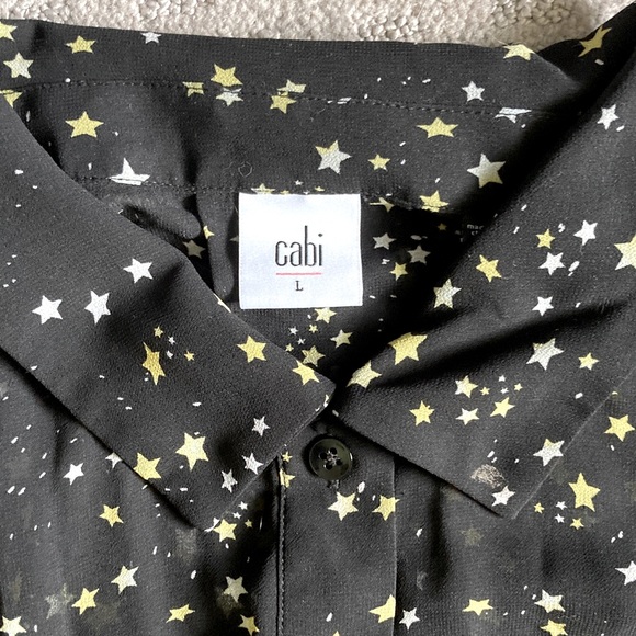 CABI sheer star-print Galaxy Blouse, Sz Large. - Picture 5 of 9